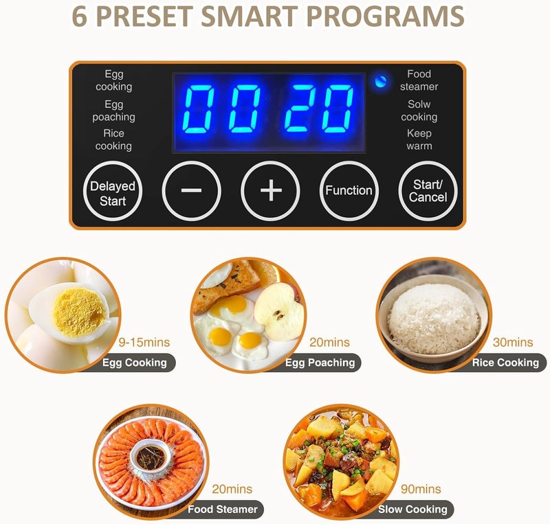 evoloop 2 Tiers Electric Food Steamer for Cooking, 4 QT Digital Multi Vegetable Steamer with BPA-Free Stackable Baskets, Rapid Egg Cooker Egg Steamer with Auto Shut-Off, Ideal for Veggies, Seafood, Rice - Image 3